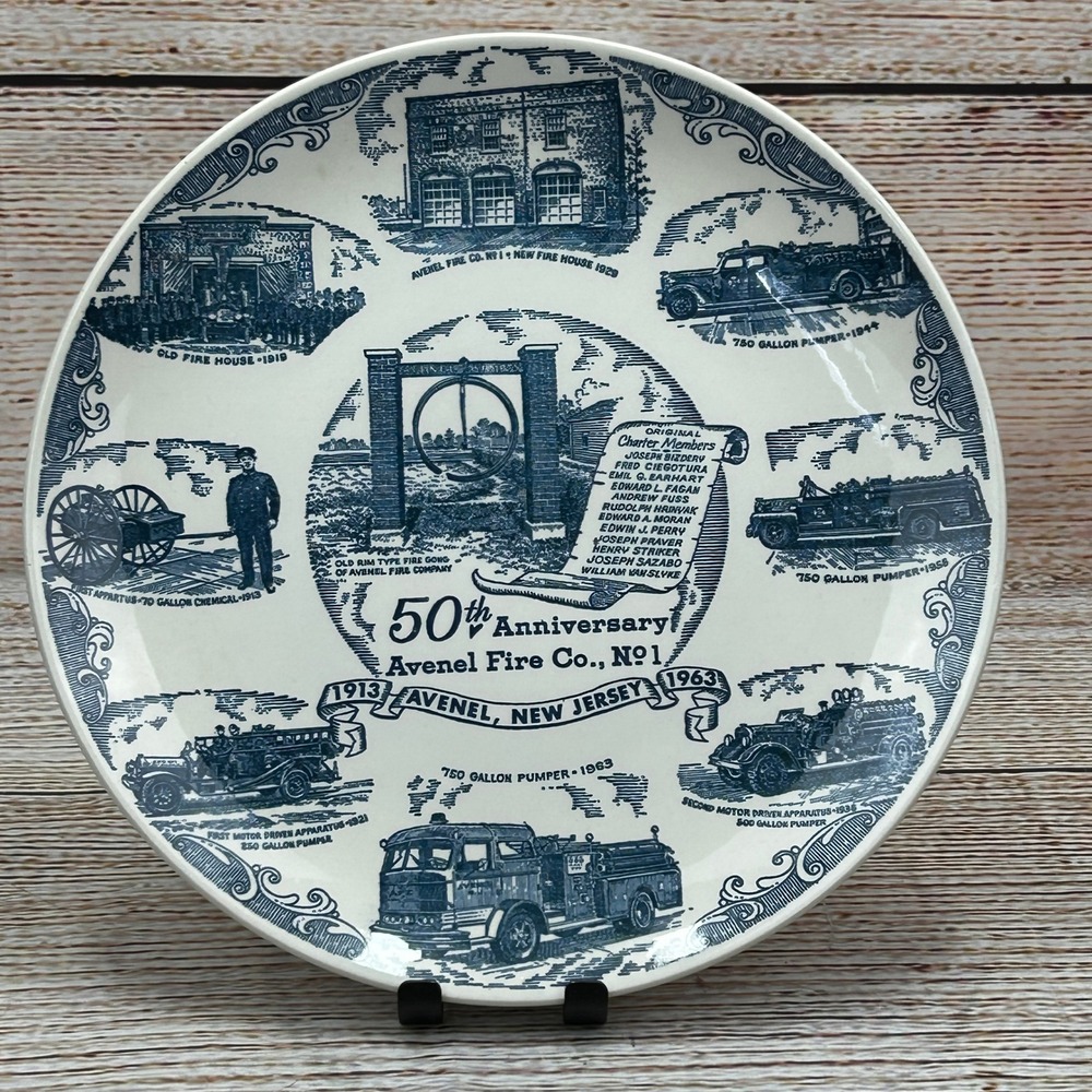 Vintage Avenel Fire Co No 150th Anniversary Plate 1913-1963 NJ Kettlesprings 10"